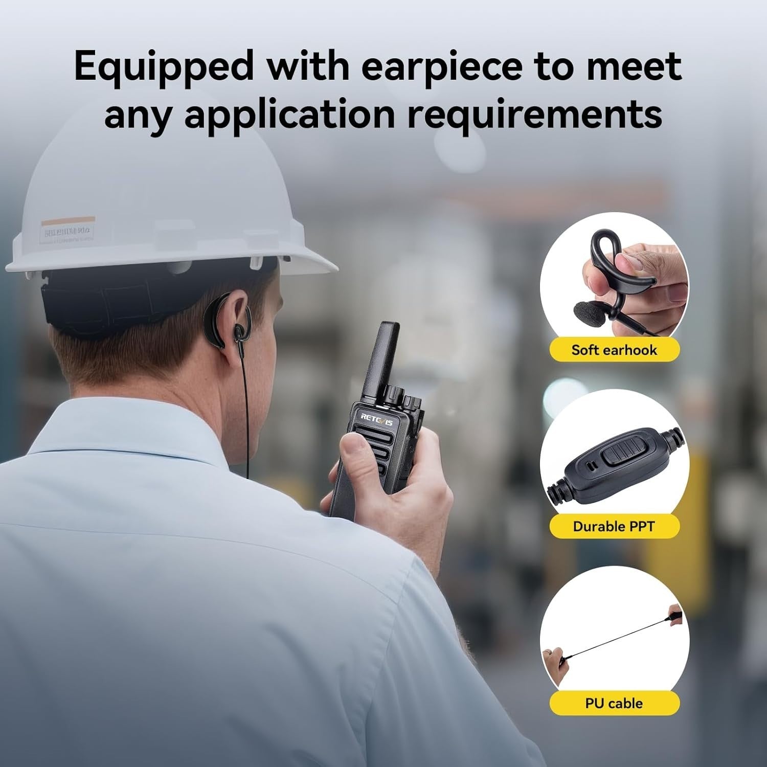 Rugged Walkie Talkies 6 Pack Long Range 2 Way Radio w/ Charger Earpiece