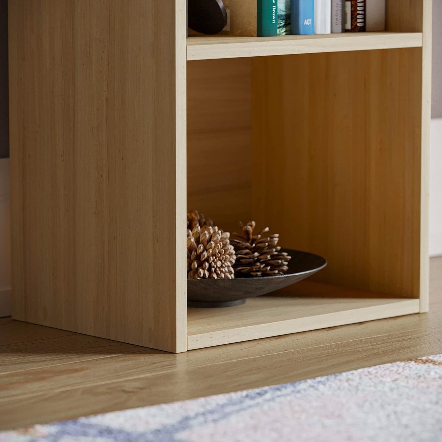 2 Tier Oak Wooden Cube Bookcase Small Storage Shelf for Living Room Office