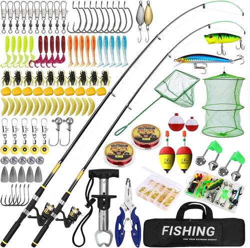 Kids Telescopic Fishing Rod & Reel Set – 2-Piece Starter Kit with Net & Lures