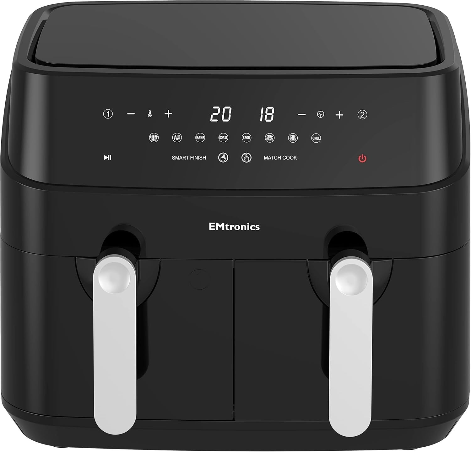 9L Dual Drawer Air Fryer + 20L Microwave Grill Set Temp Probe 60min Black