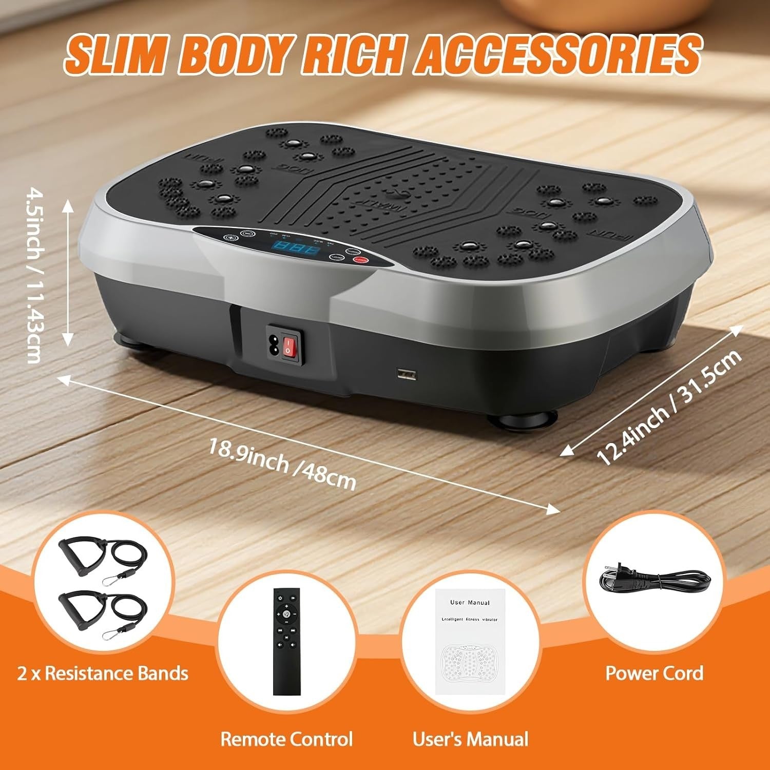 Silver Grey Vibration Plate Exercise Machine 99 Levels Weight Loss