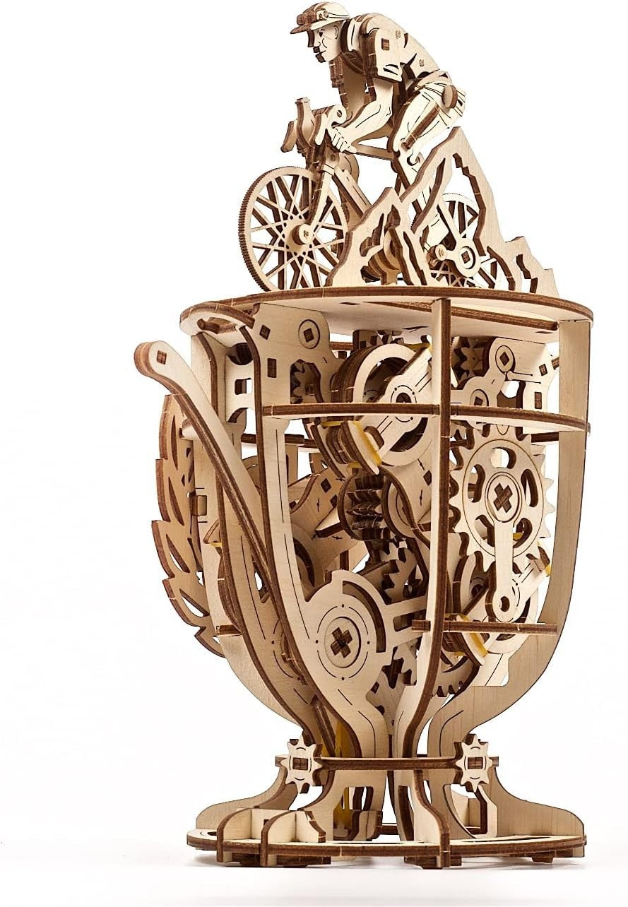 3D Wooden Mechanical Puzzle Cyclist Model Kit Gift for Adults DIY STEM