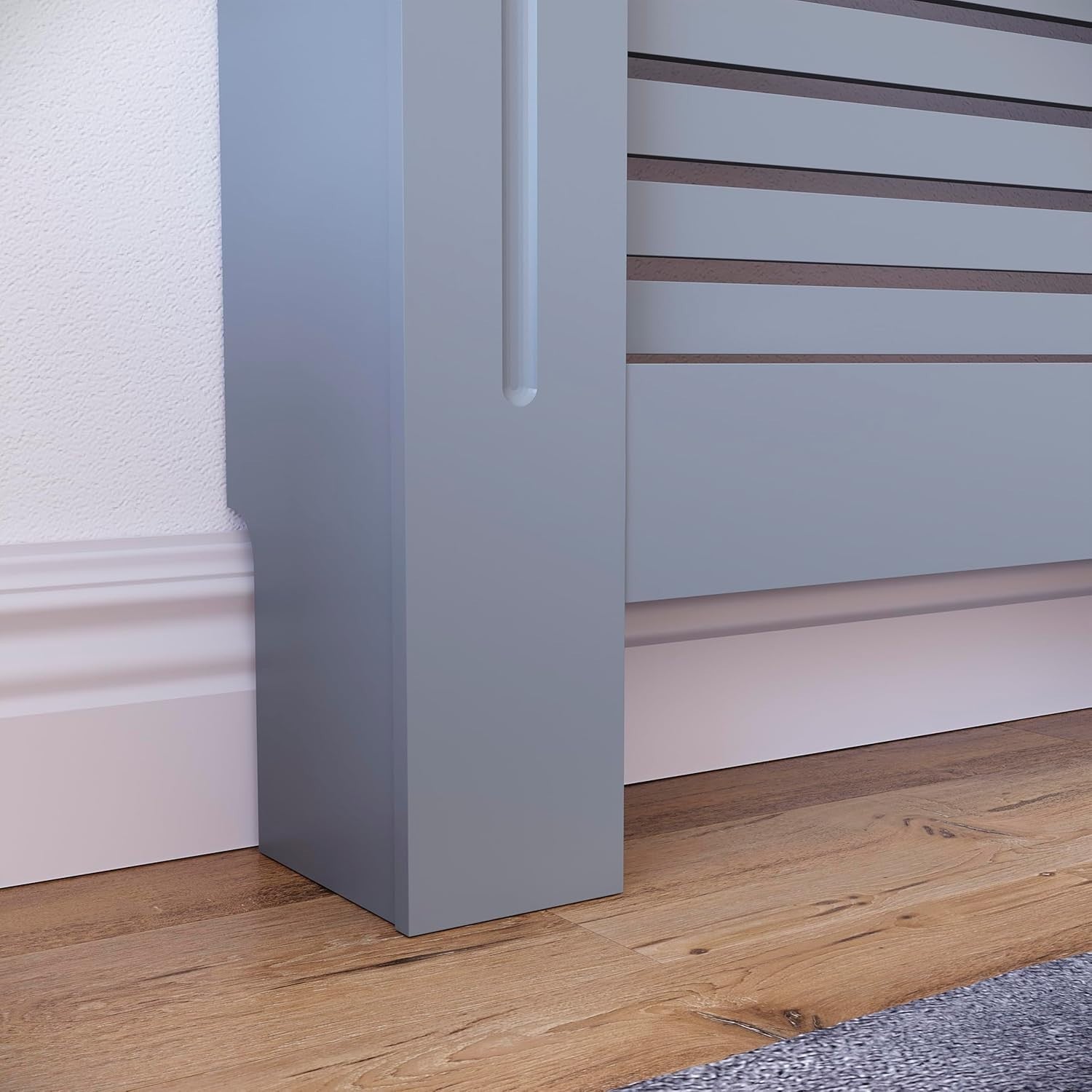 Large Grey Radiator Cover 141x80x16cm Modern MDF Slatted Cabinet
