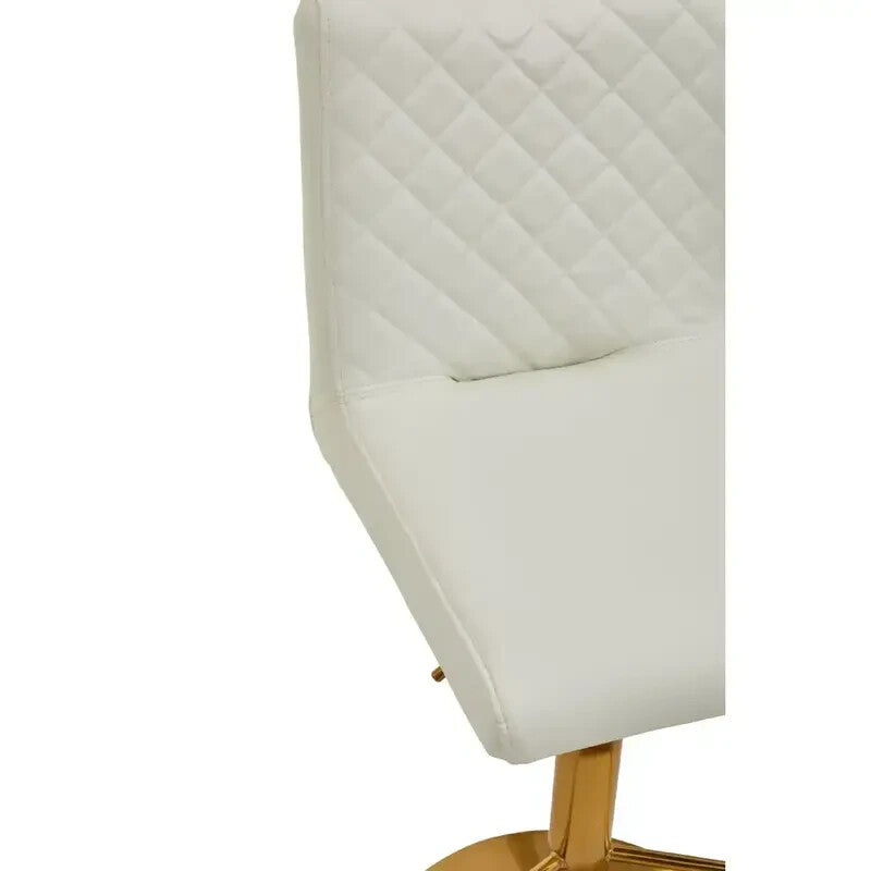 White Gold Bar Stool Swivel Adjustable PU Leather Kitchen Island Chair