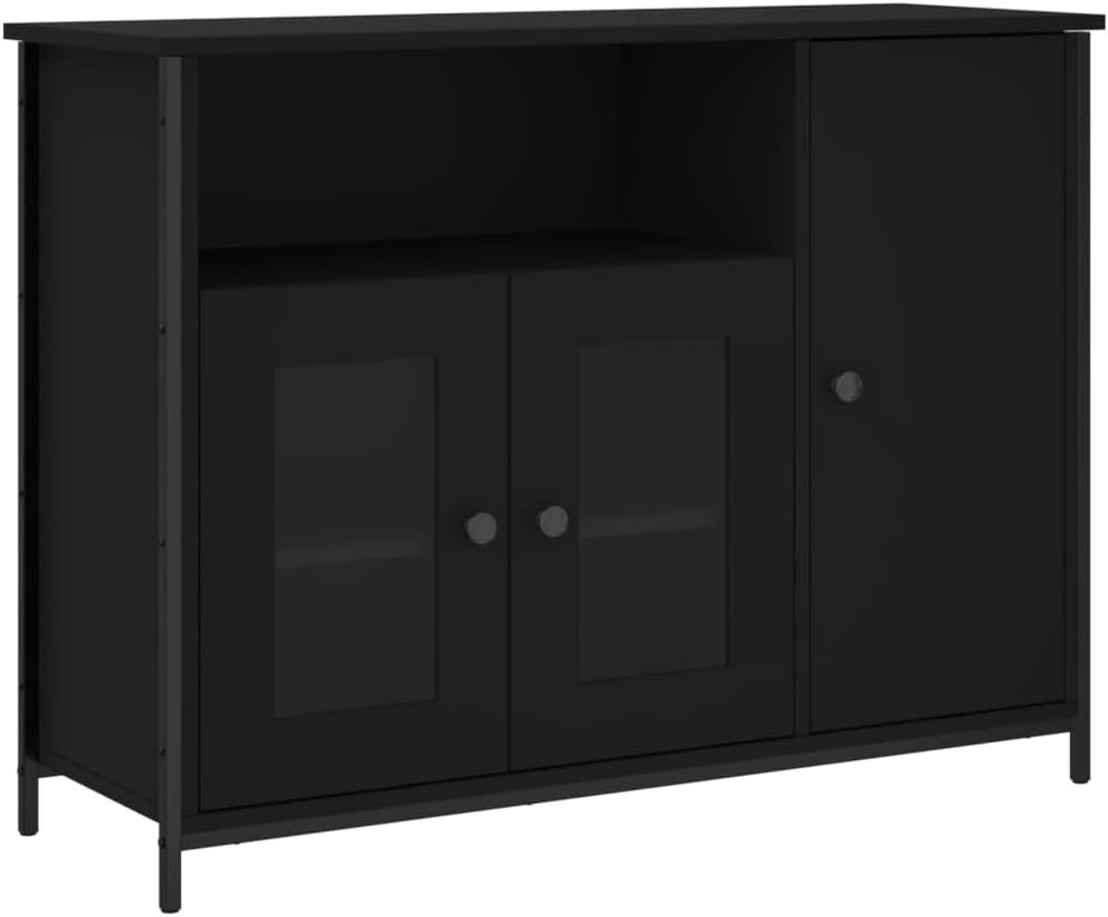 Black Sideboard Storage Cabinet Modern Display Unit for Living Room Hallway