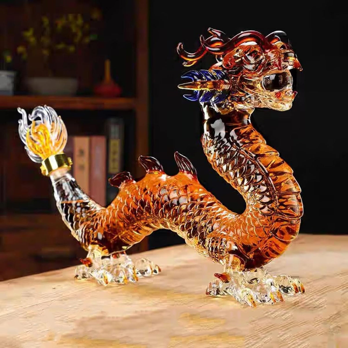 1000ml Dragon Whiskey Decanter – Handcrafted Glass Liquor Bottle Gift Display