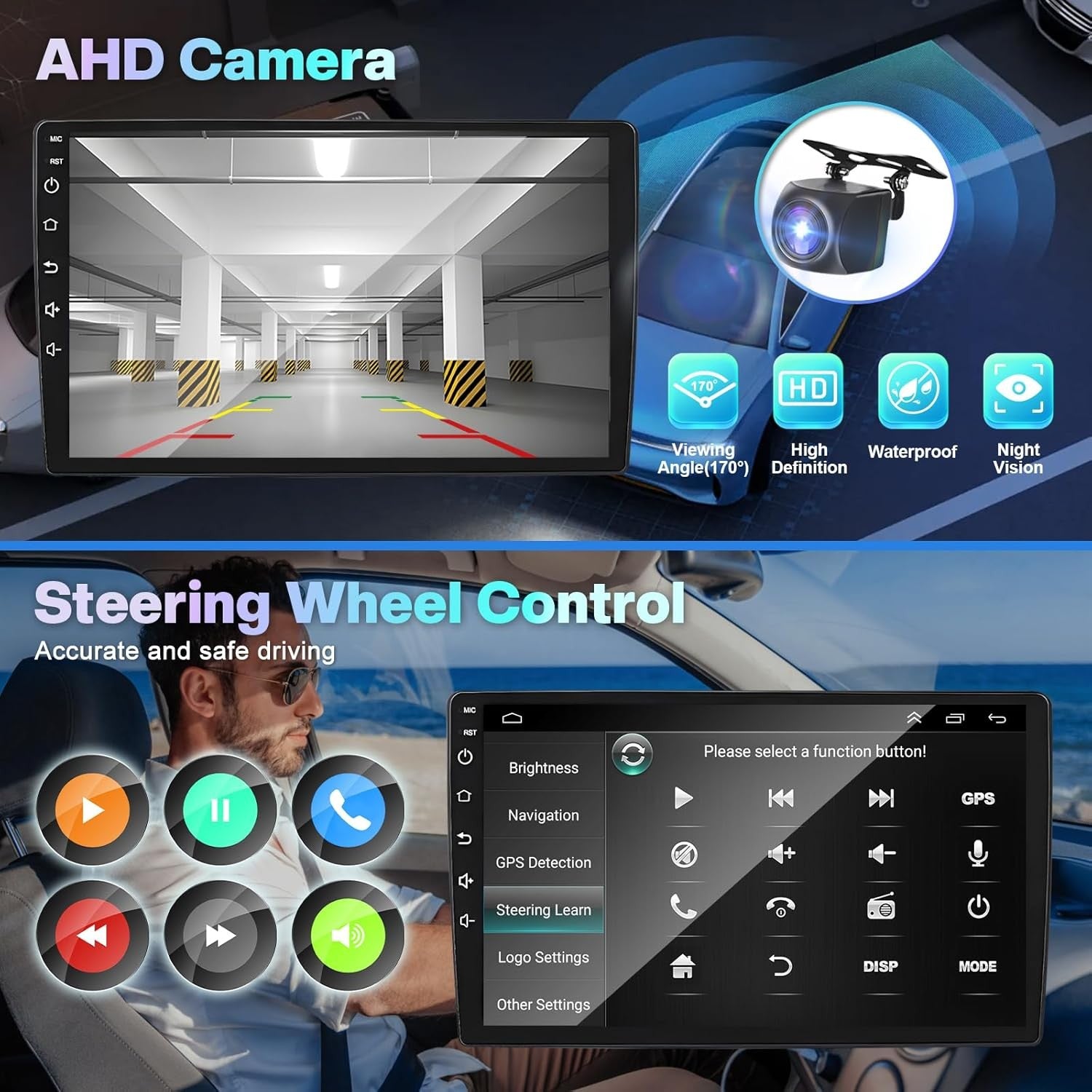Black 7" Android 14 Car Stereo – CarPlay Multimedia Receiver for Toyota 4Runner