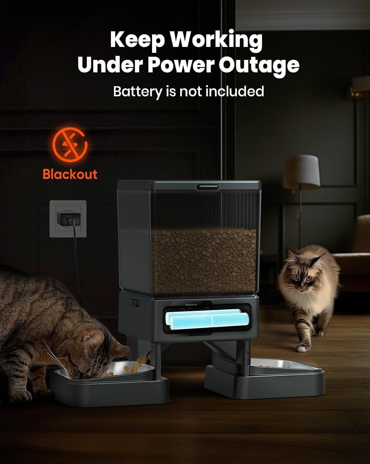 Automatic Cat Feeder 2 Cats 5L Dual Bowl Timer Food Dispenser Voice Record