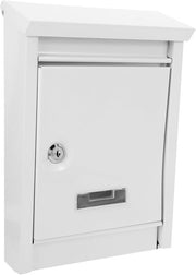 Weatherproof Locking Wall Mount Mailbox Secure Outdoor Iron Post Box White