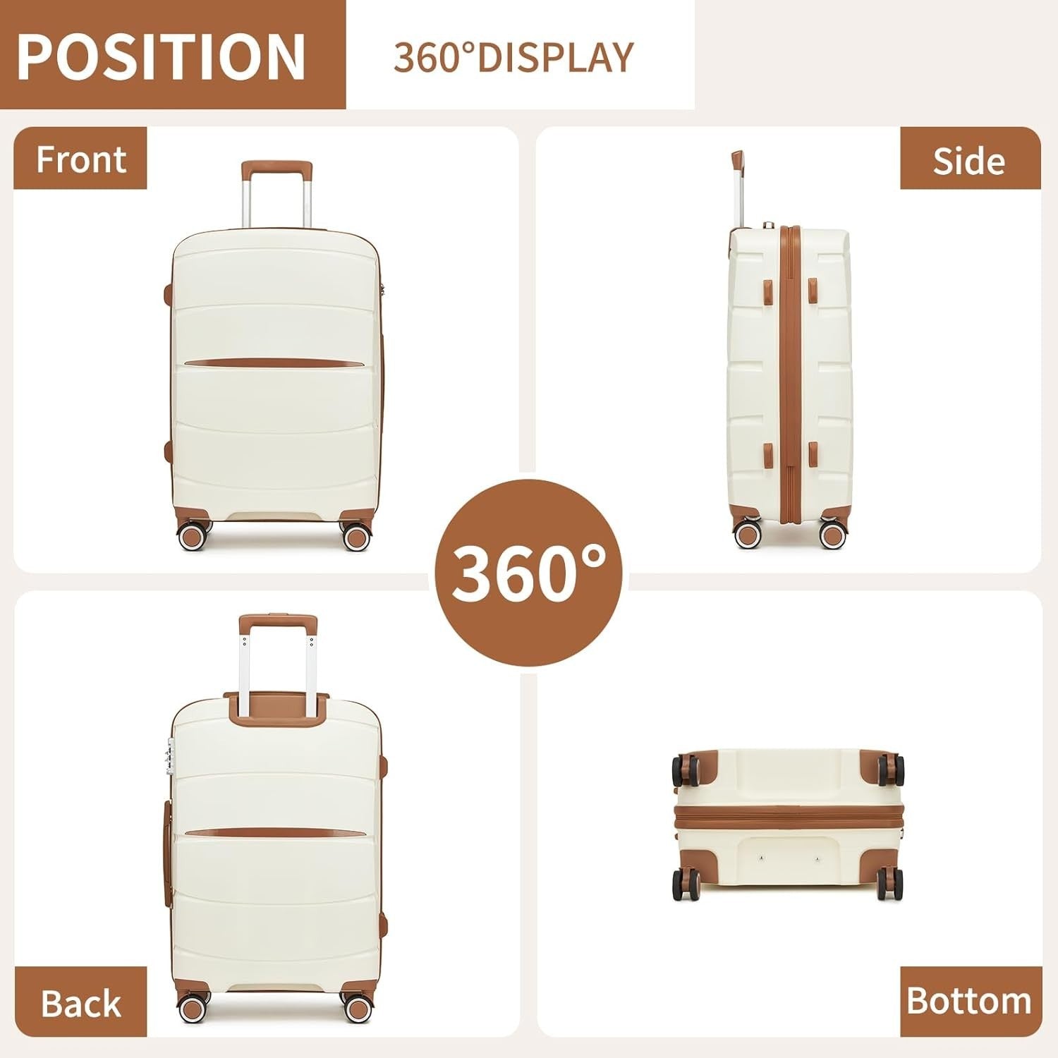 20” Cabin Suitcase for EasyJet Lightweight PP Hard Shell Spinner Wheels TSA Lock