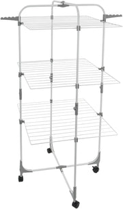 3 Tier Clothes Airer Drying Rack Foldable Laundry Tower with Wheels 28m