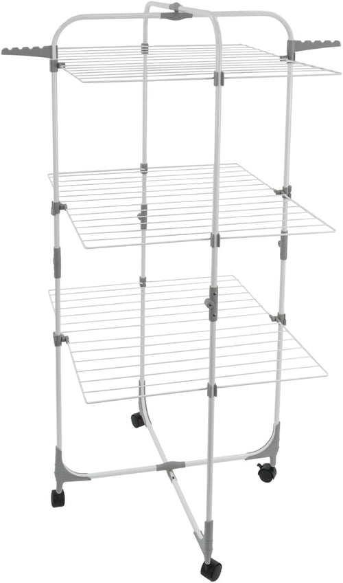 3 Tier Clothes Airer Drying Rack Foldable Laundry Tower with Wheels 28m