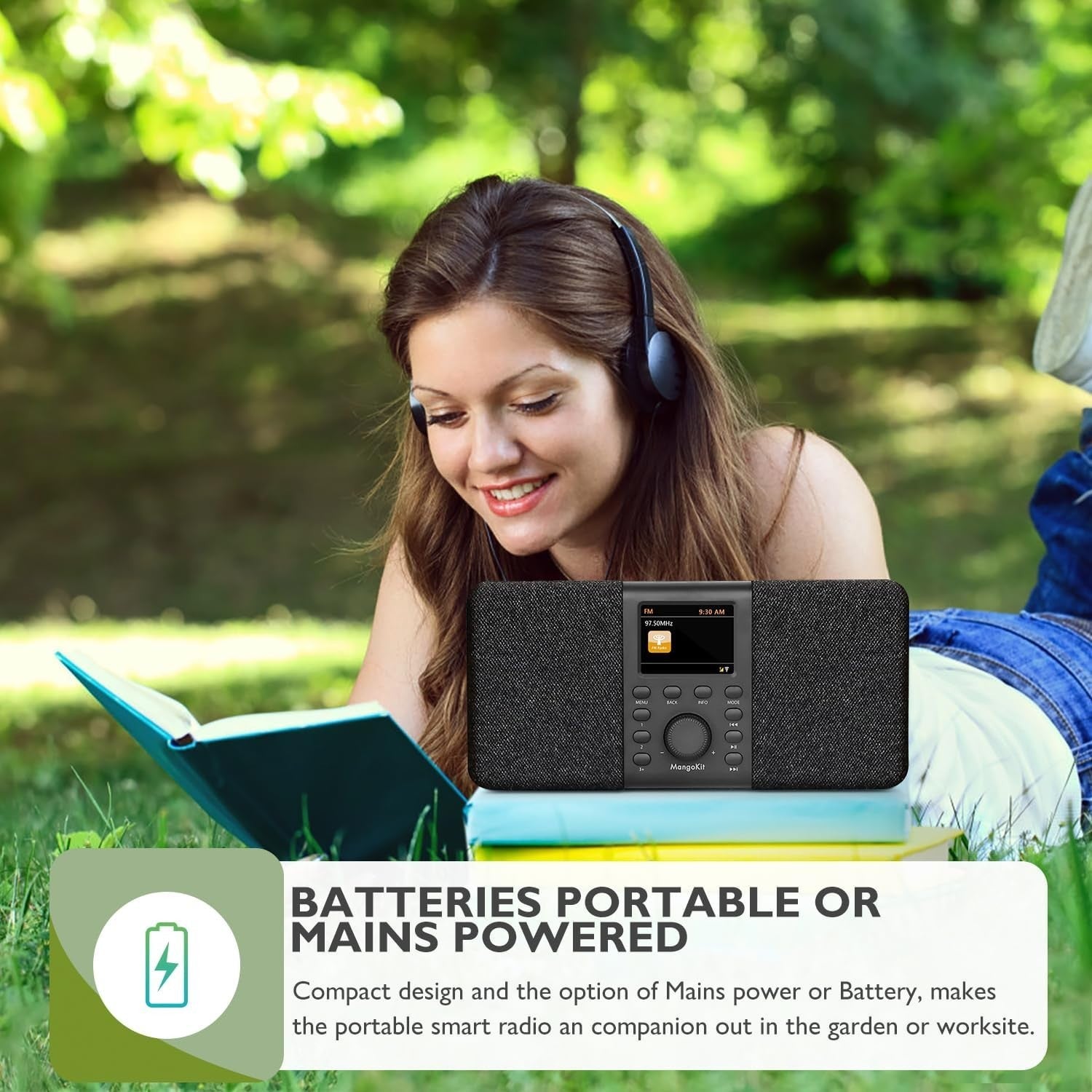Portable DAB/DAB+ FM Internet Radio with WiFi, Bluetooth & Dual Alarms