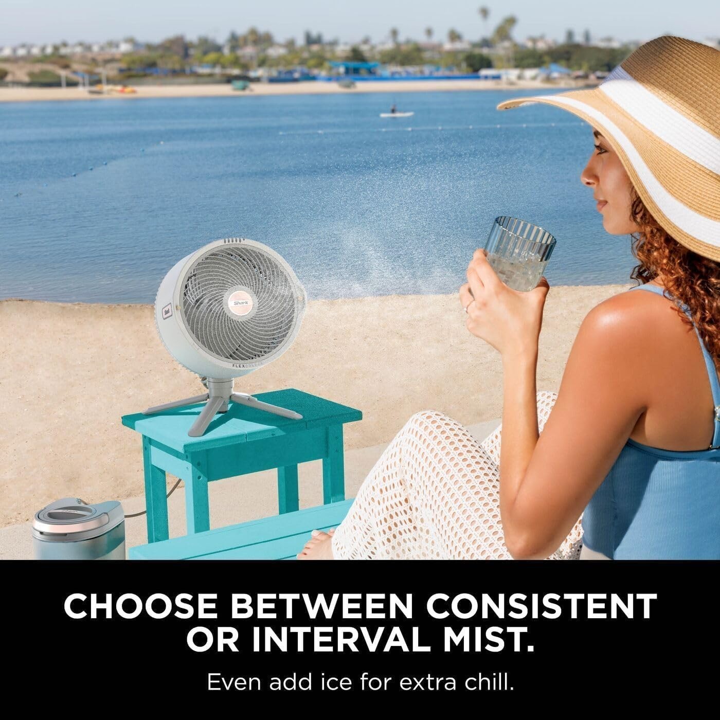Cordless Indoor Outdoor Fan 24H Runtime 5-Speed Misting Oscillating Cooling