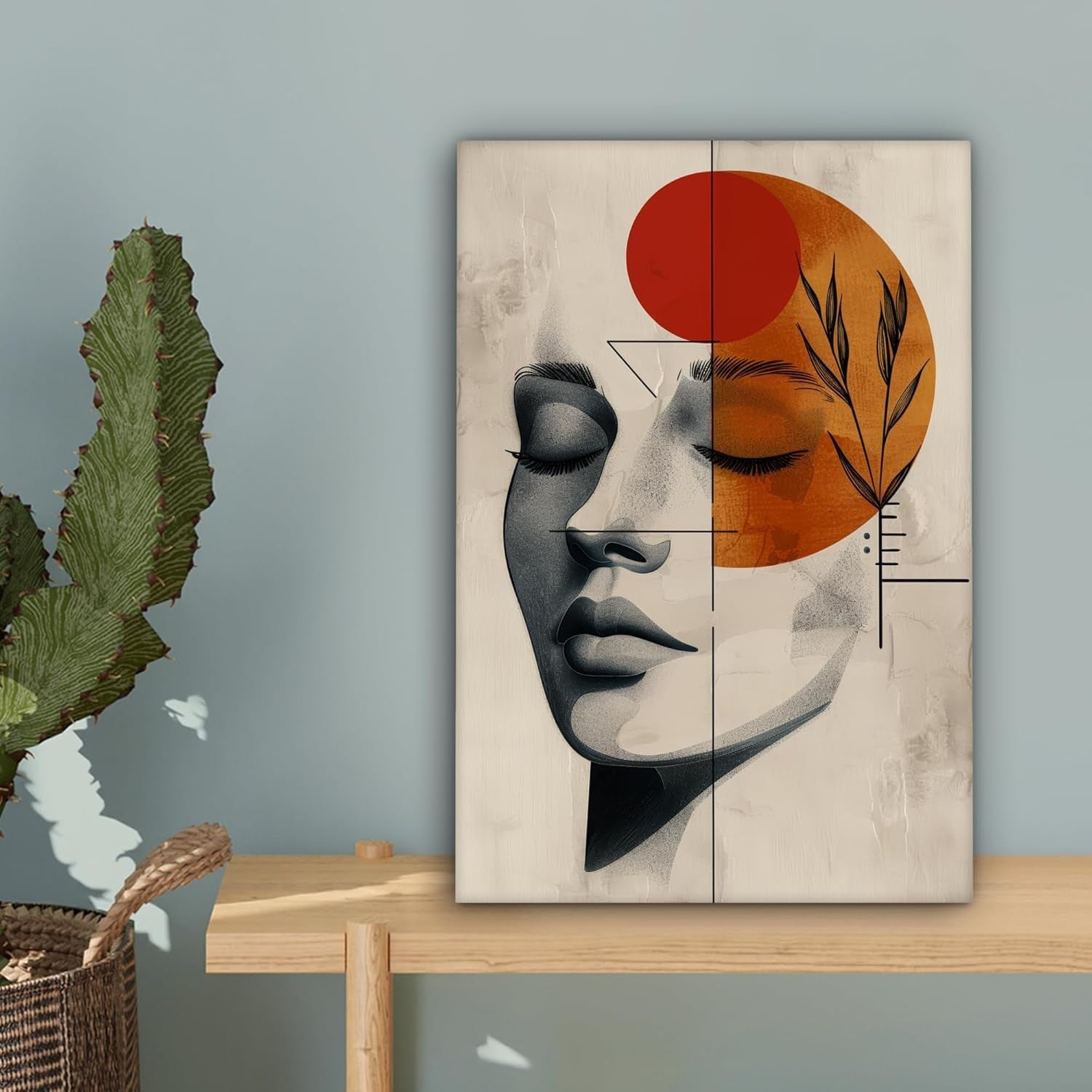 Abstract Woman Canvas Wall Art 20x30cm Framed Botanical Orange