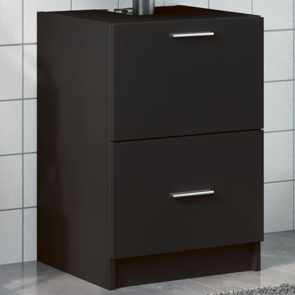 Compact Black Under Sink Bathroom Cabinet 40x37x59cm Modern Vanity Storage Unit