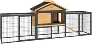 Large Outdoor Rabbit Hutch with Run Wooden Guinea Pig Cage Ramp Tray