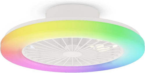 48CM RGB Ceiling Fan Light, 3 Colors, Dimmable LED, 40W, Remote Control