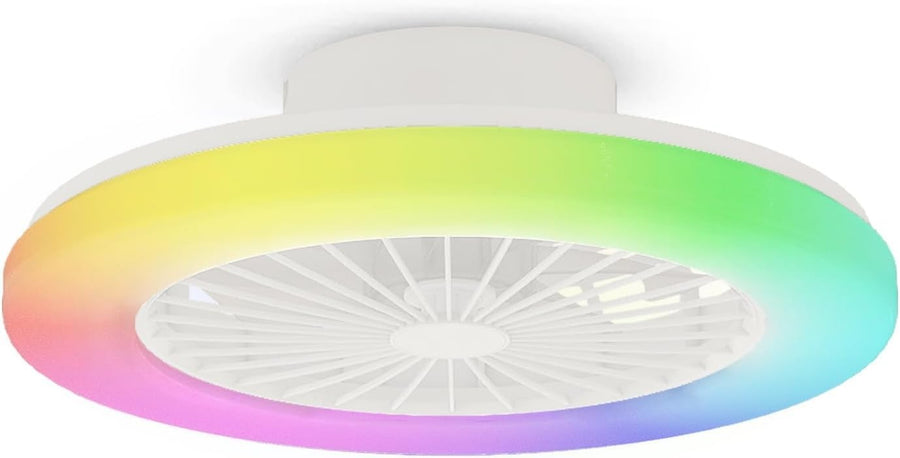 48CM RGB Ceiling Fan Light, 3 Colors, Dimmable LED, 40W, Remote Control