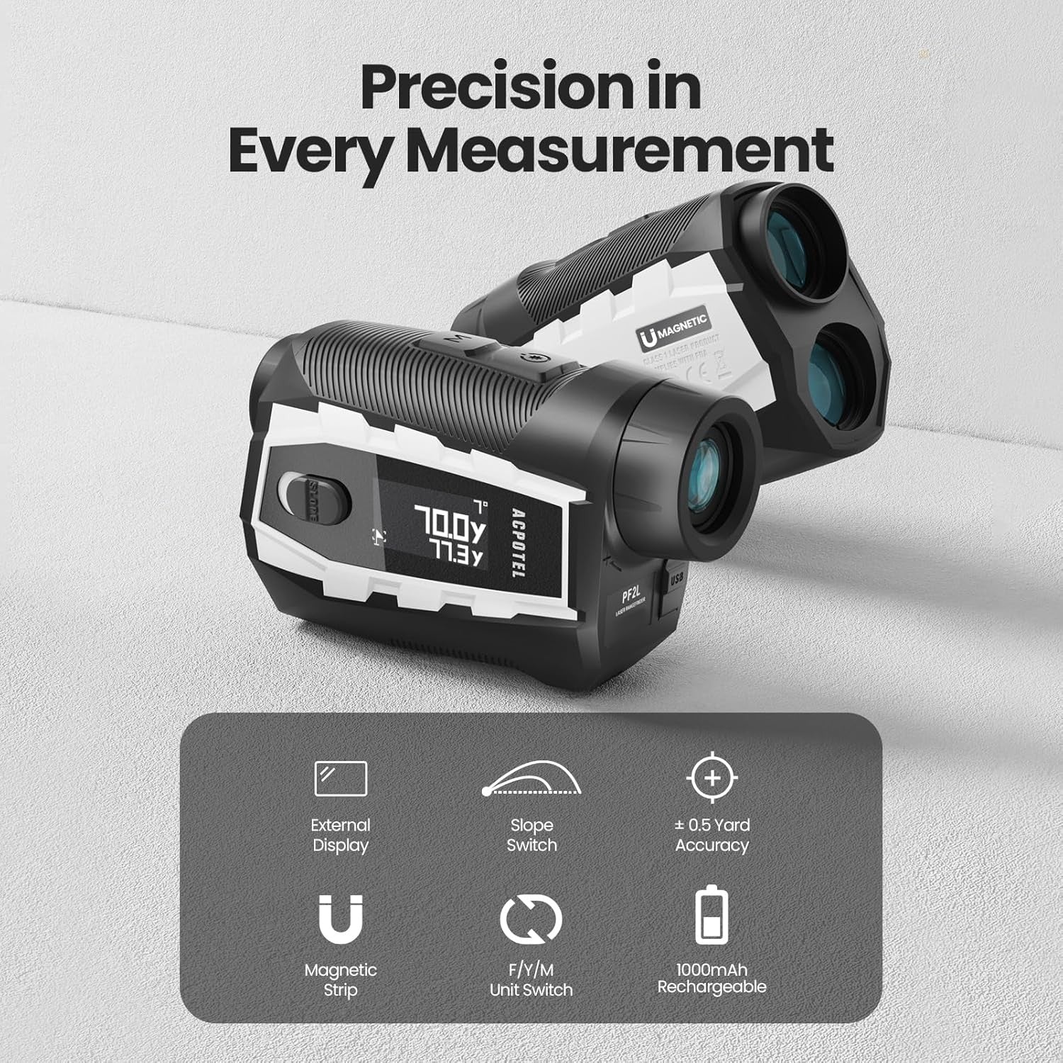 Golf Rangefinder LCD Display Slope Flag Lock Rechargeable Laser 700 Yards