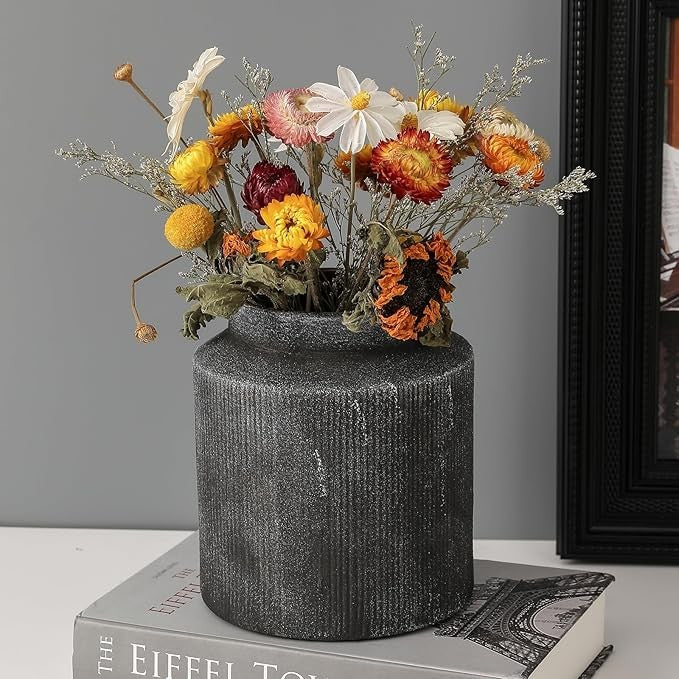 Rustic Ceramic Farmhouse Vase 7in Vintage Table Flower Pot Home Décor