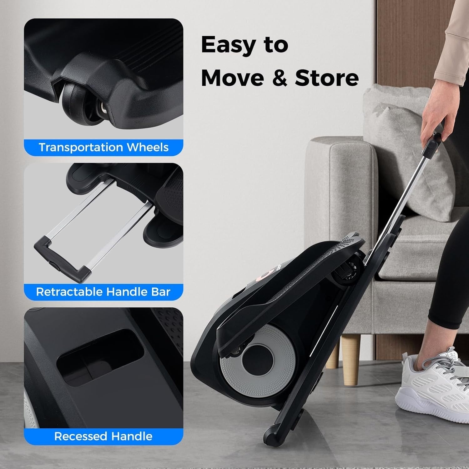 Under Desk Electric Mini Elliptical Pedal Exerciser LED Display Portable