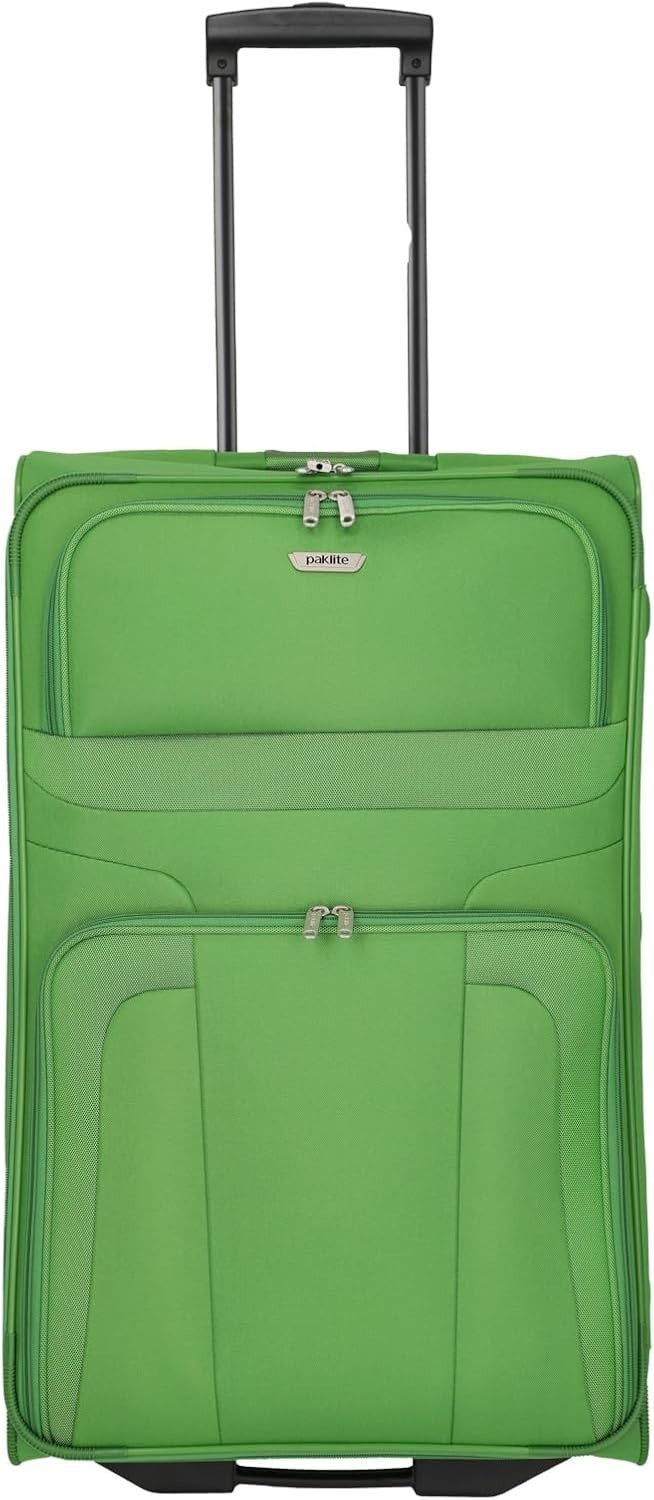 Large Soft Shell Travel Suitcase 2 Wheel Trolley 73cm 80L Green