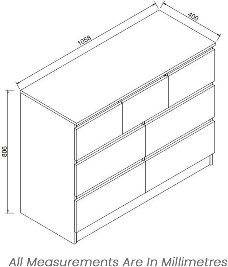 White Chest of 7 Drawers Modern Bedroom Storage Cabinet Sleek Design