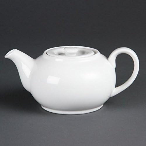Porcelain Teapot 426ml White Tea Pot Lid Dishwasher Safe 4pc Set