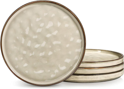 7.9in Porcelain Dinner Plates Set of 4 Modern Scratch Resistant Beige