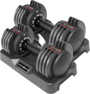 25lb Adjustable Dumbbell Pair Quick Twist Dial Space Saving Home Gym