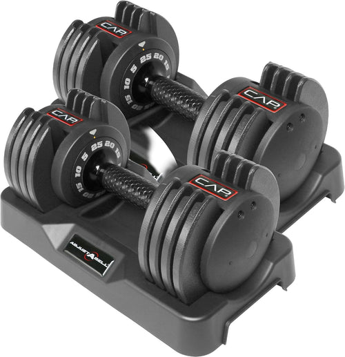 25lb Adjustable Dumbbell Pair Quick Twist Dial Space Saving Home Gym