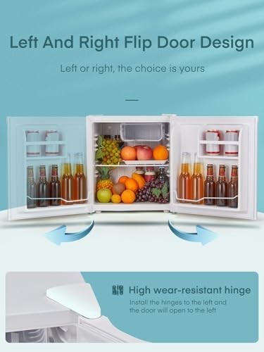 46L Mini Fridge Table Top Freezer-on-Top Reversible White