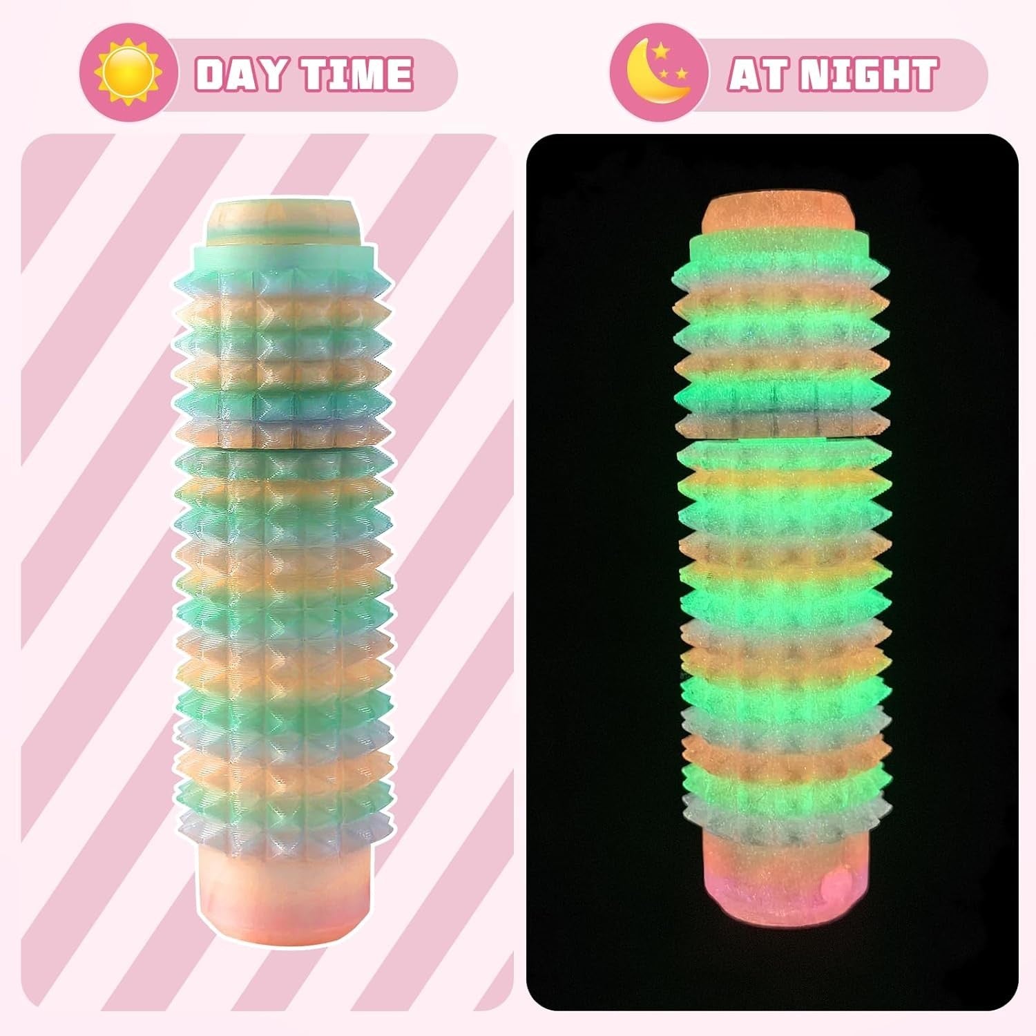 Glow Spiky Fidget Keychain 3-in-1 Spinner Clicker Stress Relief