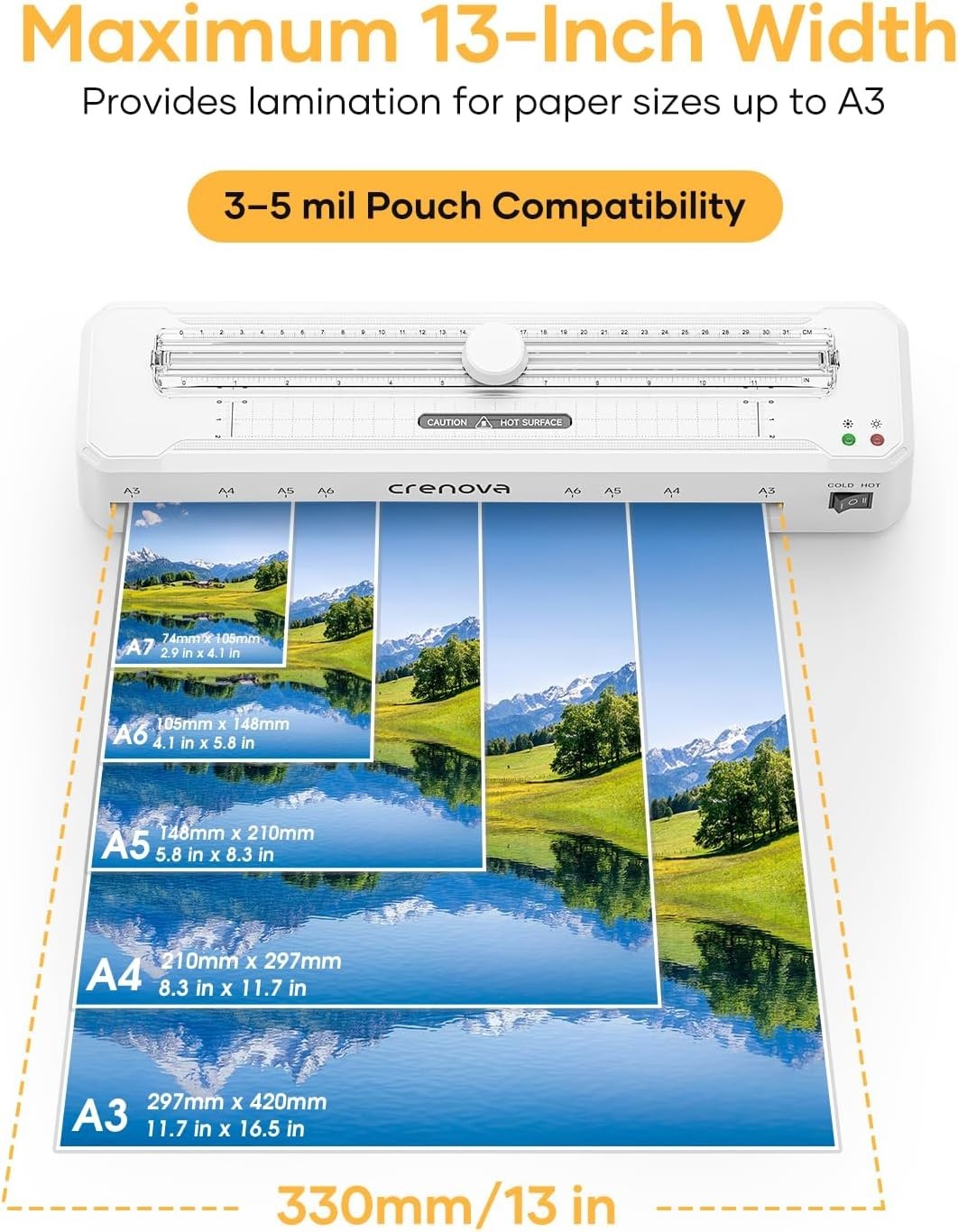 A3 Laminator 13in Hot Cold Machine with Cutter Fast Jam Free