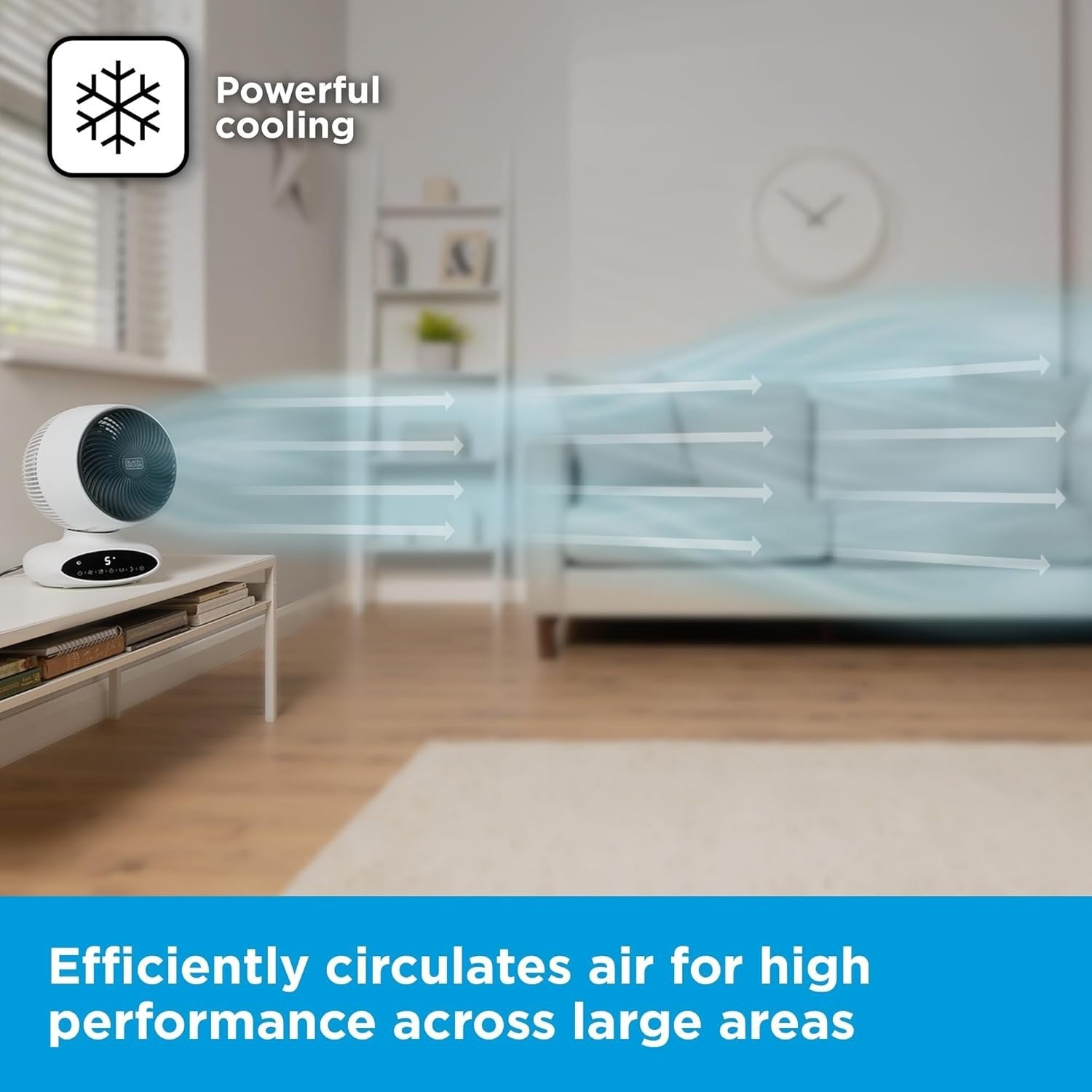 9" Air Circulation Desk Fan White 5-Speed 360° Oscillation Quiet Remote Control
