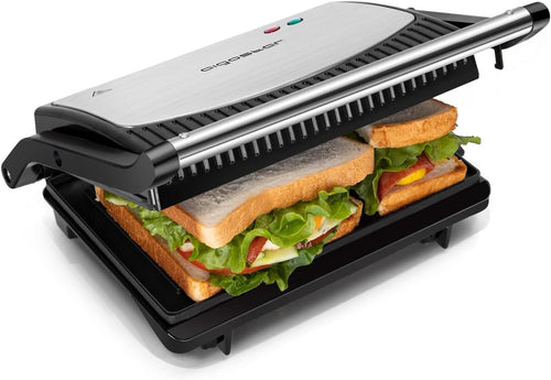 Panini Press Grill Toaster Maker Non-Stick 180° Open 800W Stainless Steel