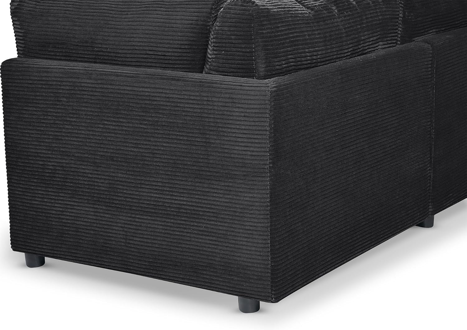 Black Jumbo Cord Modular 5 Seater L Shaped Sofa – Removable Covers