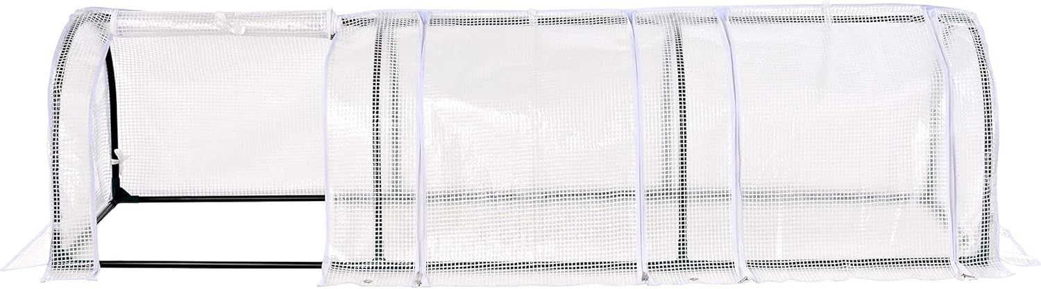 Polytunnel Greenhouse 3 Section with PE Mesh Cover & Steel Frame for Garden