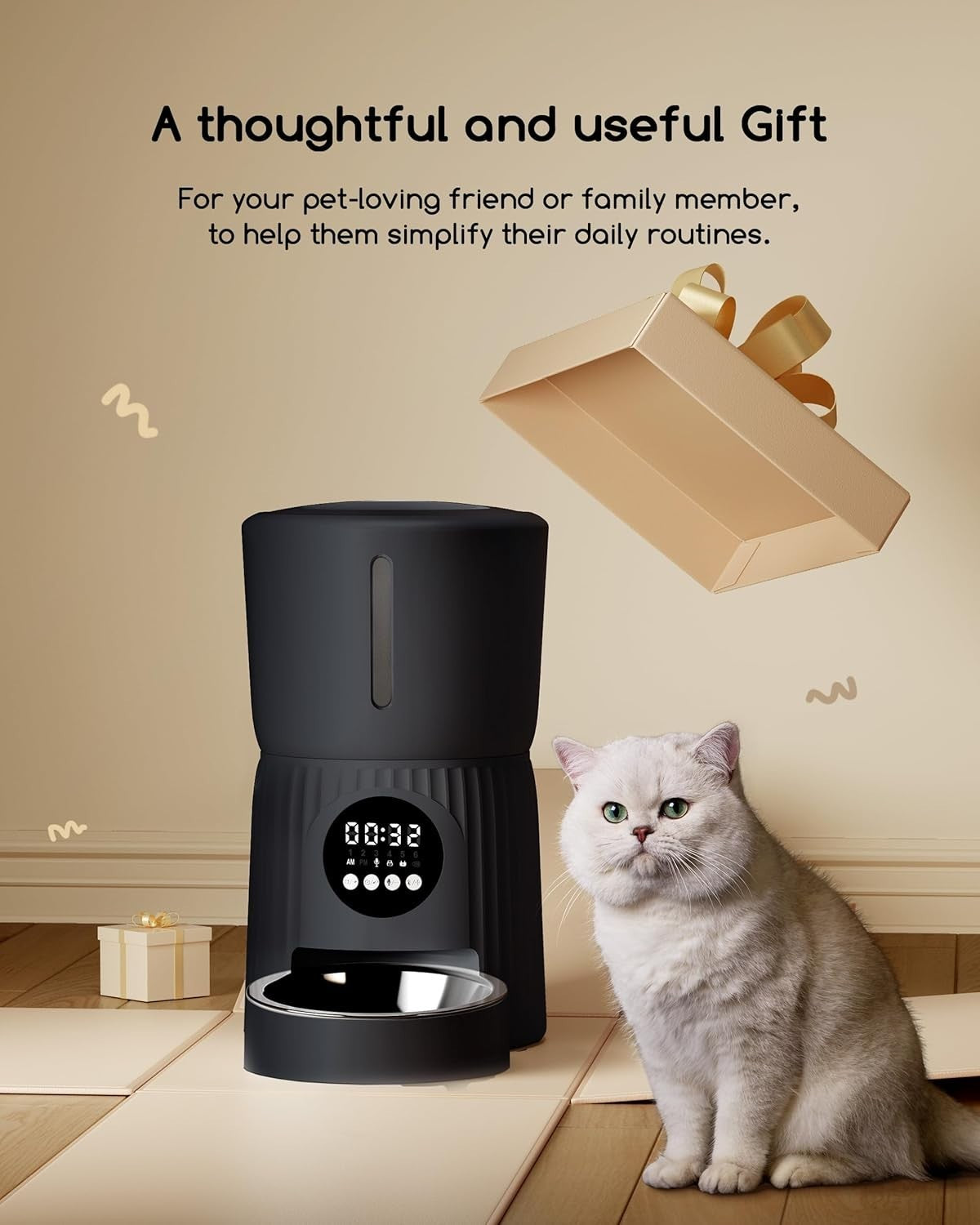 Automatic Cat Feeder 4L Timer Food Dispenser Portion Control Voice Record