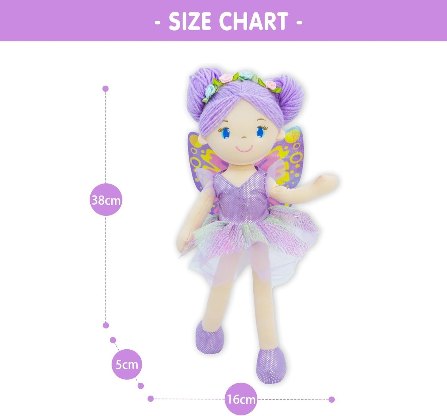Enchanted Fairy Doll 40cm Plush Soft Toy Glowing Wings Toddler Gift