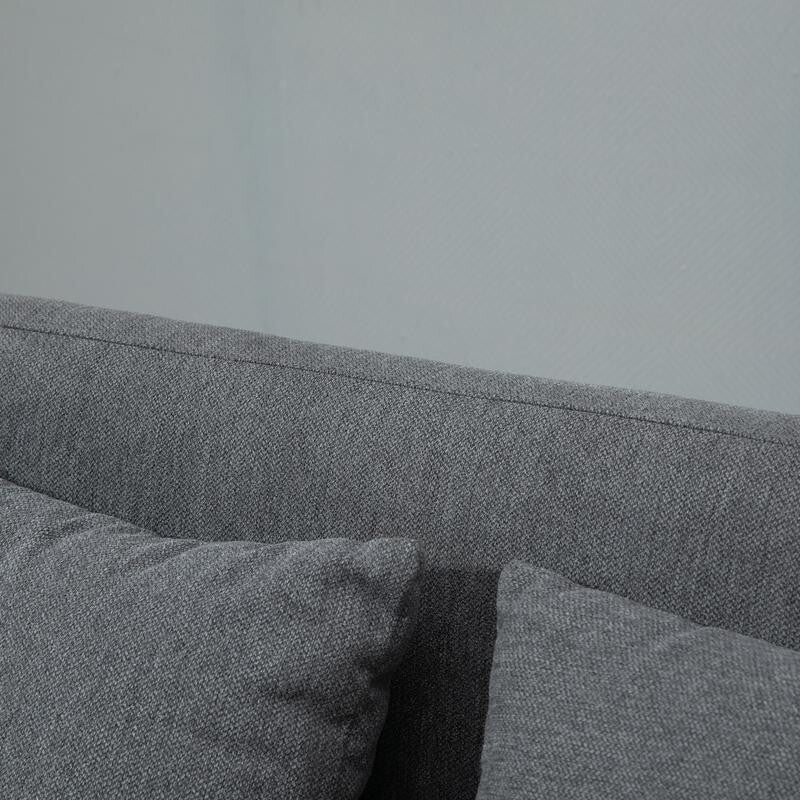 2 Seater Grey Chenille Loveseat Sofa Compact Couch w/ Cushions & Wood Legs