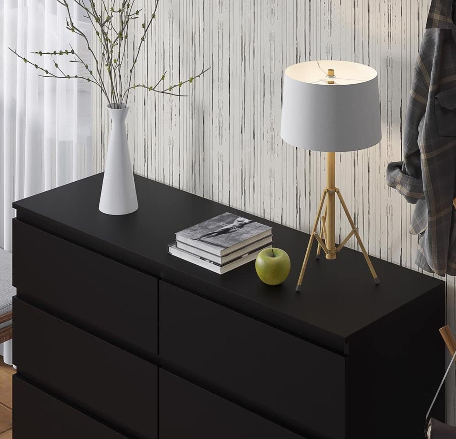 Matt Black Chest of 8 Drawers Modern Bedroom Storage Wide Tall Unit