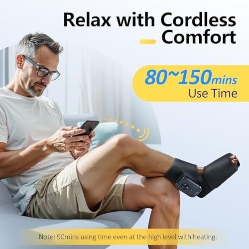 Cordless Foot Massager with Heat & Compression, Portable Pain Relief Boot