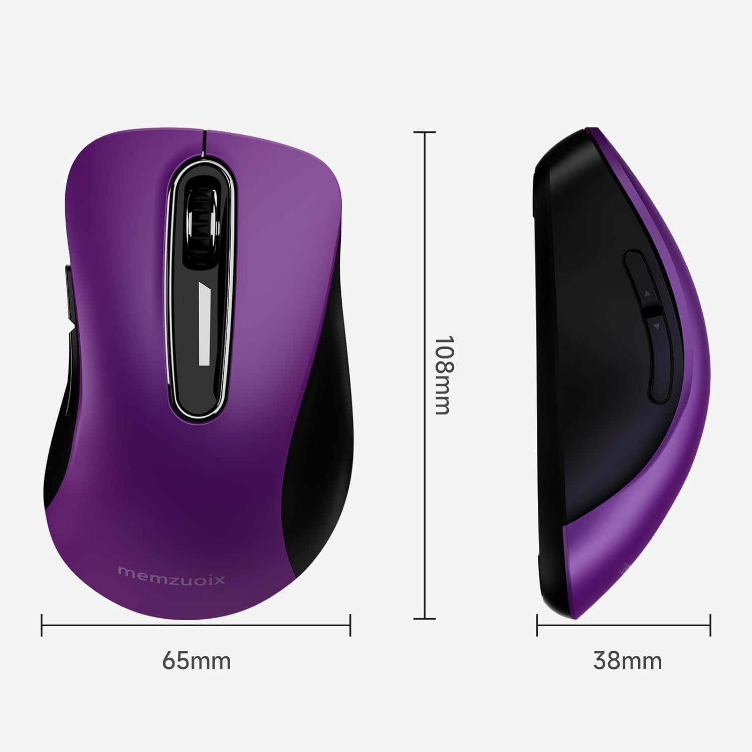 Purple Wireless Mouse 1400 DPI 2.4G USB 5-Button Ergonomic PC