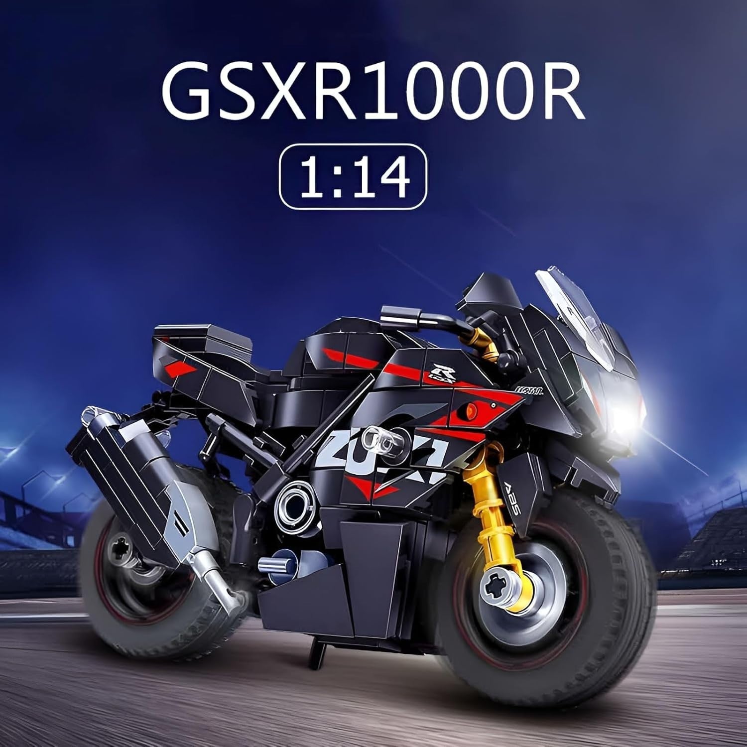 326-Piece Motorcycle Building Kit with Rotatable Handlebars & Shock Absorbers