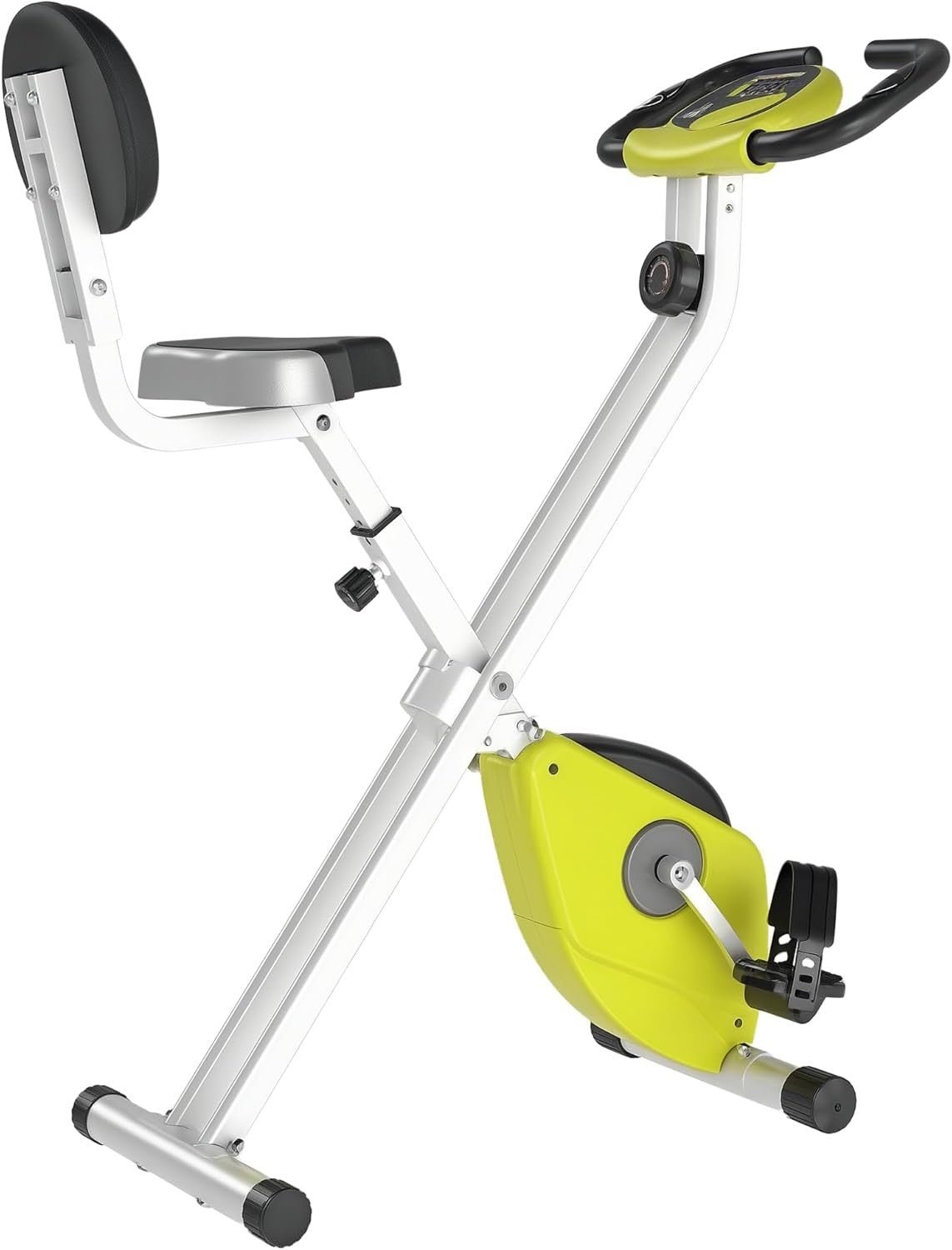 Yellow Folding Exercise Bike 8-Level Magnetic Resistance LCD Pulse Sensor
