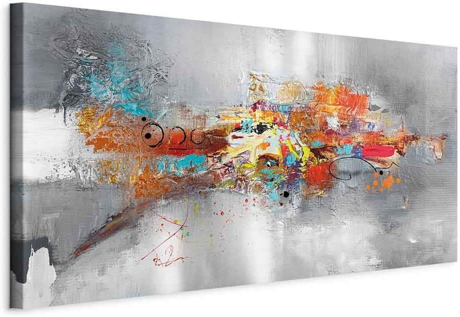 Large Colorful Abstract Canvas Wall Art 55"x28" Modern Decor
