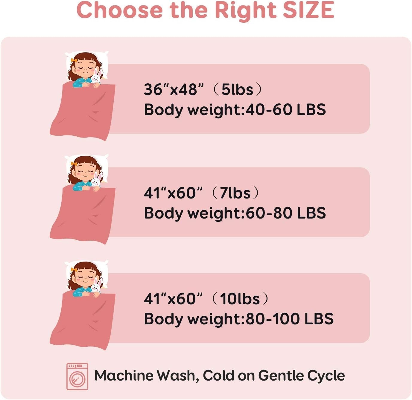 3.2kg Weighted Blanket Pink Cat 105x150cm 100% Cotton for Relaxation and Sleep