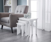White Nest of 3 Tables Side Coffee End Table Hardwood Wood Living Room Set
